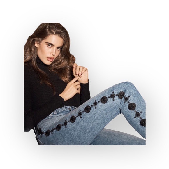 7FAM 7 for all Mankind Luxe Vintage ☻︎ High Sequin Embroidery Skinny Jeans ☻︎ 24 - Picture 1 of 16